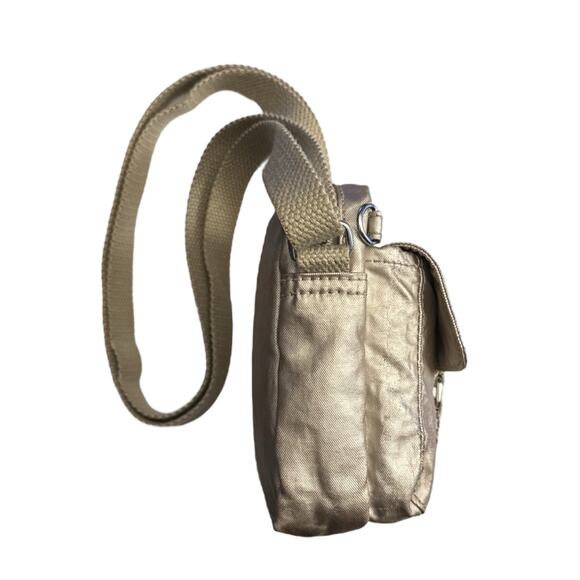 Kipling Mini Crossbody Wallet Golden Beige Purse Adj Strap Zip Pockets - Picture 3 of 11